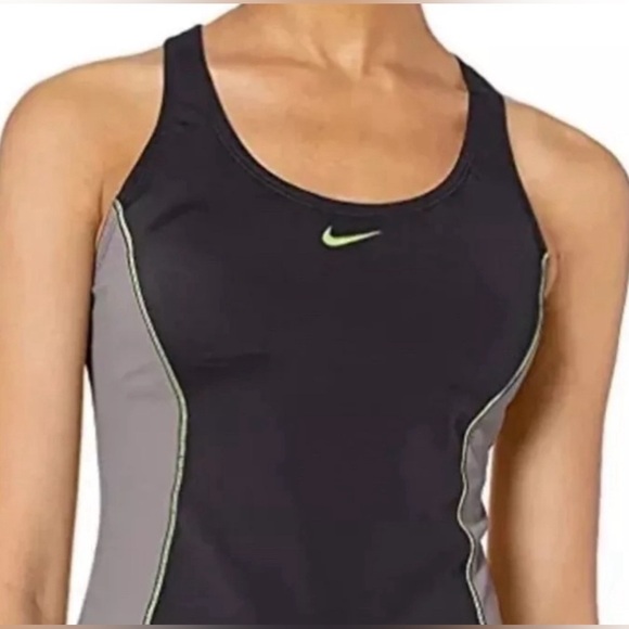 Nike Womens Color Surge Powerback Tankini Swimsuit Set Gray/Black Size XL - Picture 2 of 12